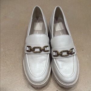 Dolce Vita Cream Loafers with Gold Accent